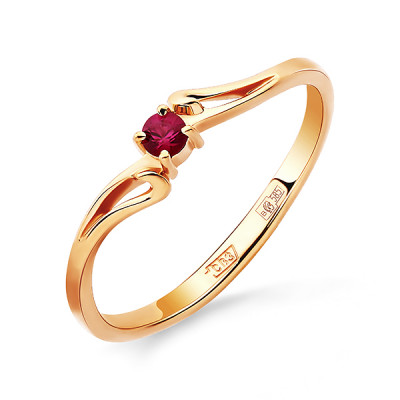 Кольцо классическое из золота с рубином